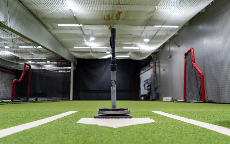 Tee in batting cage at the PRO5 Training Center